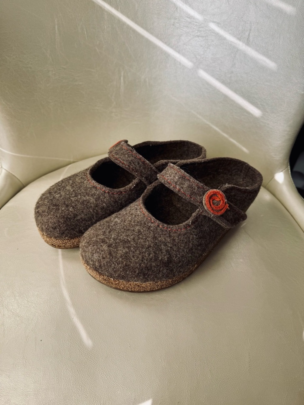 Haflinger Brown Wool Mary Jane Clogs